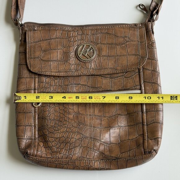 Kim Rogers Brown Crocodile Embossed Crossbody Handbag - Picture 10 of 12